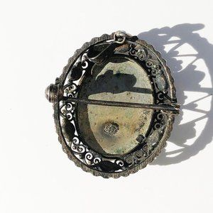 Vintage Jewelry - Vintage 800 Silver Hand Painted Portrait Brooch Vintage Jewelry - Vintage 800 Silver Hand Painted Portrait Brooch